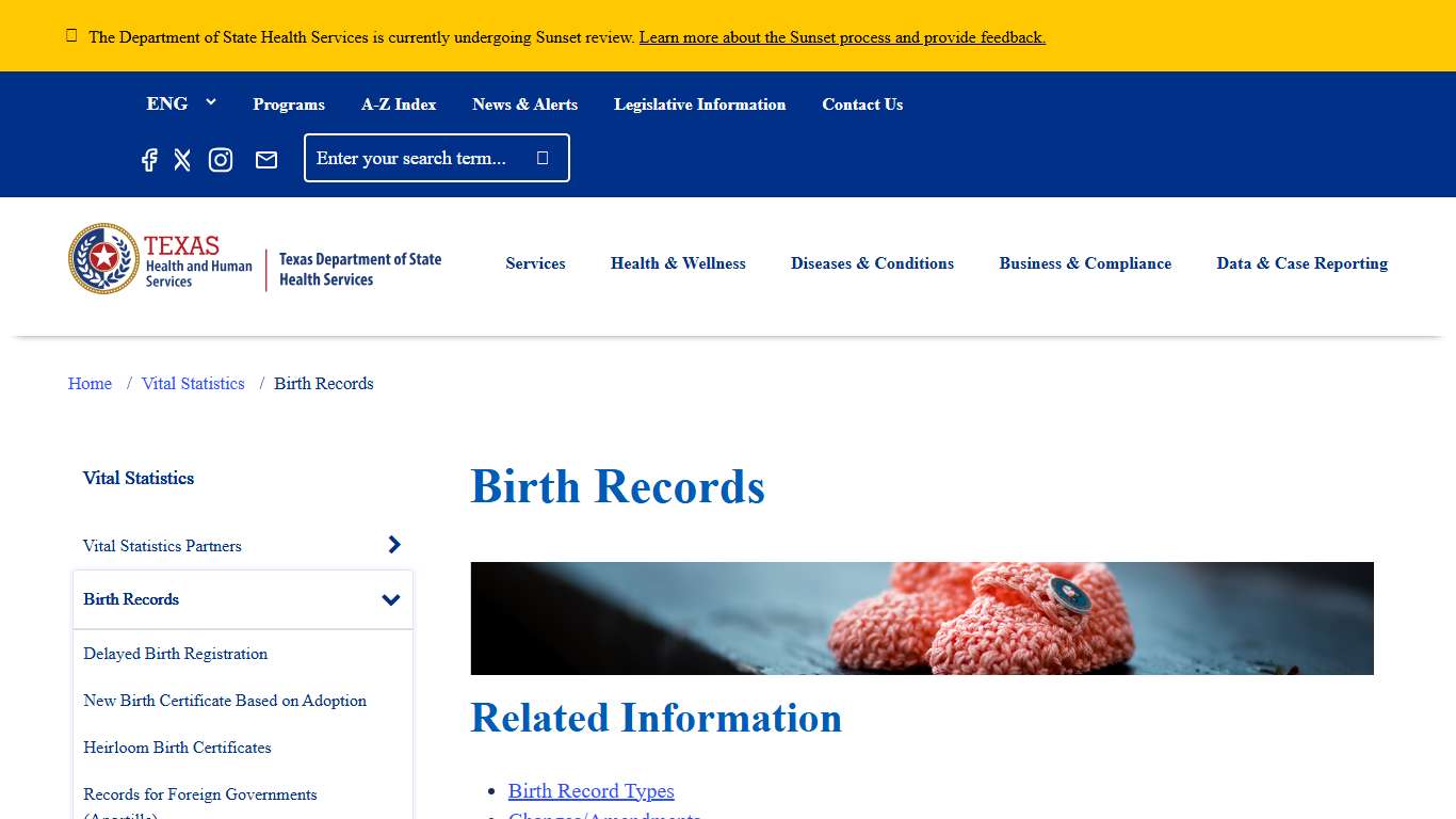 Birth Records | Texas DSHS
