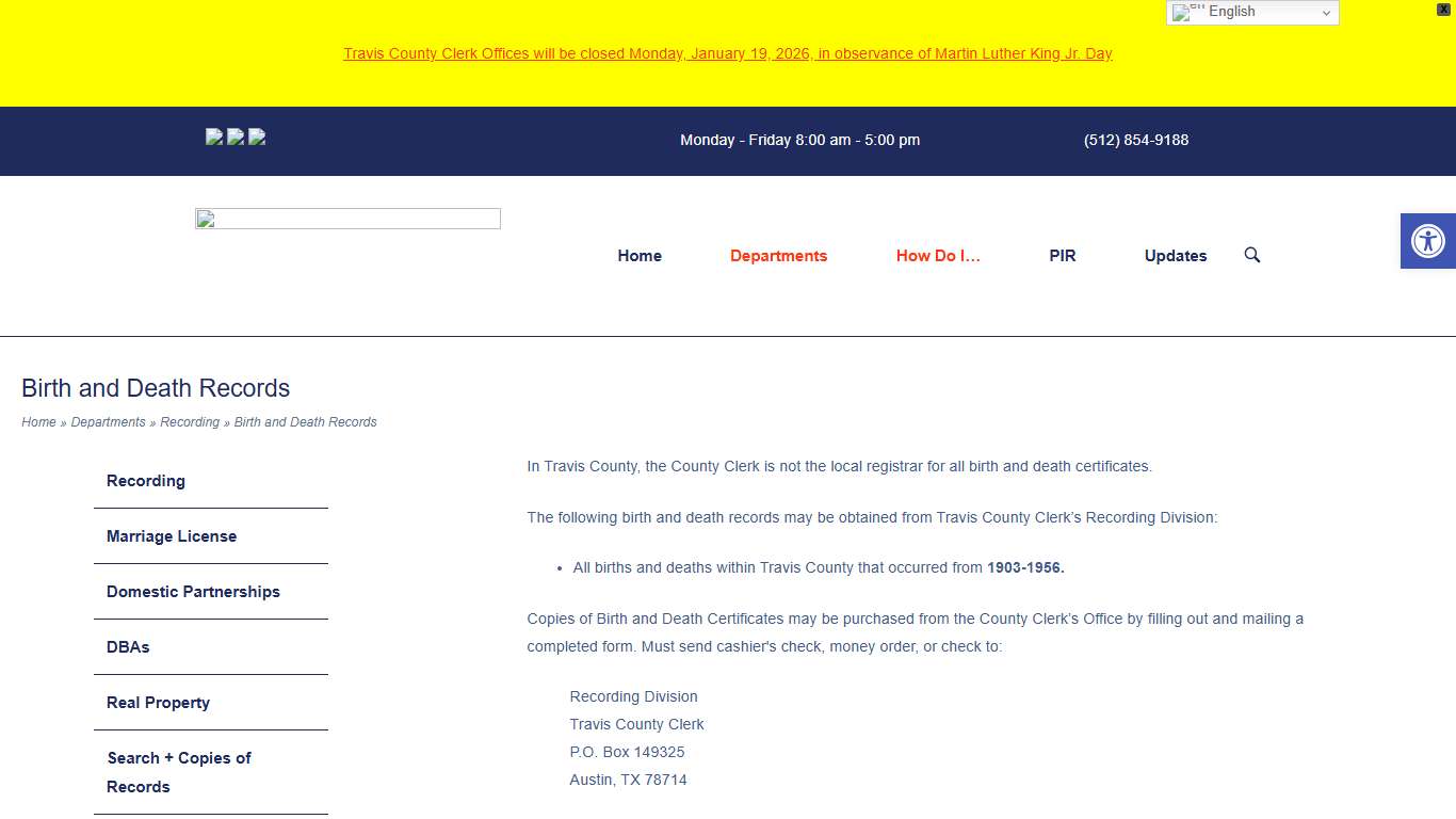 Birth and Death Records - Travis County Clerk